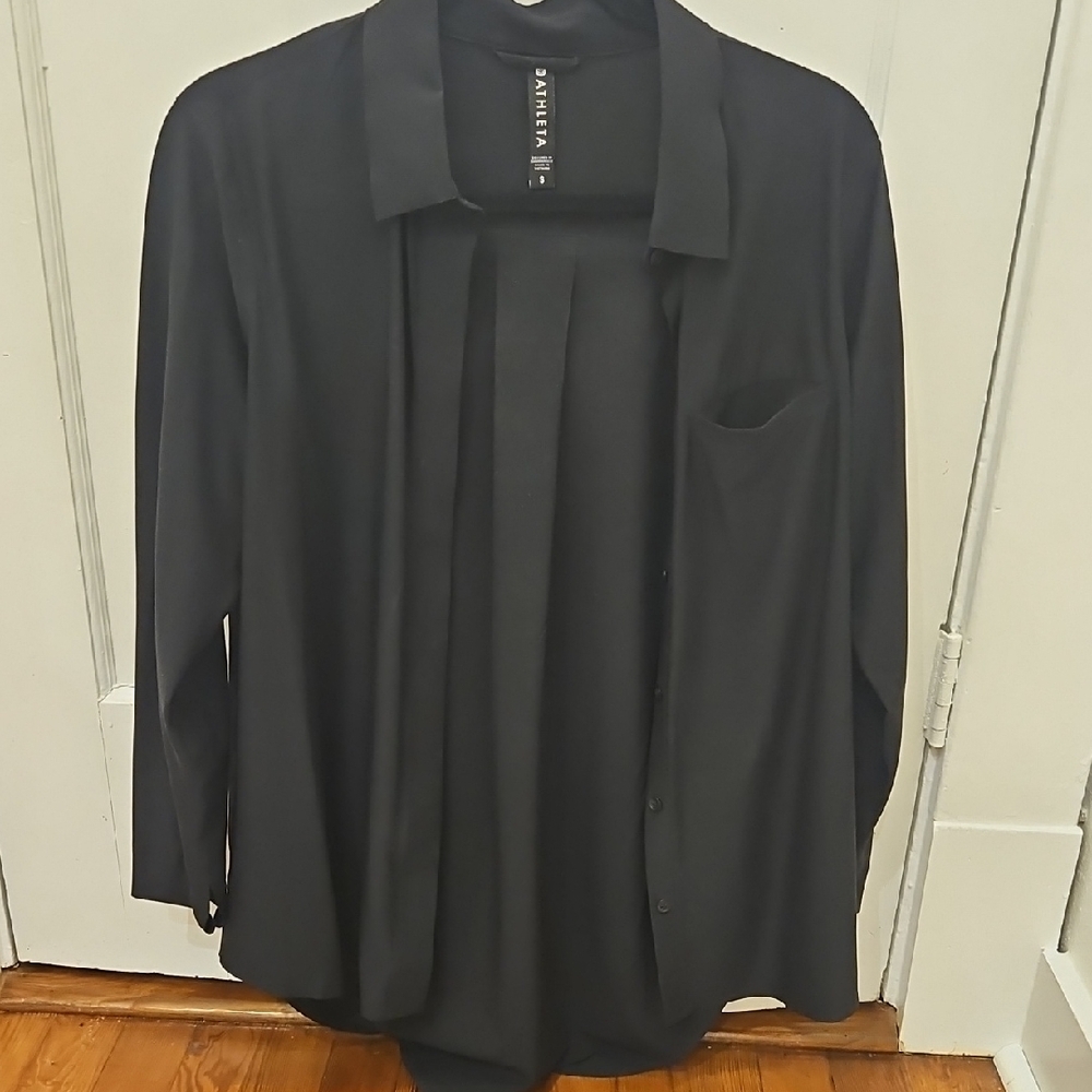 Athleta Black Long Sleeve Button-Up Shirt
